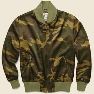 Japanese Satin Camo Bomber in Green